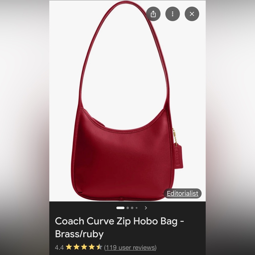 Ruby red coach curve zip bag